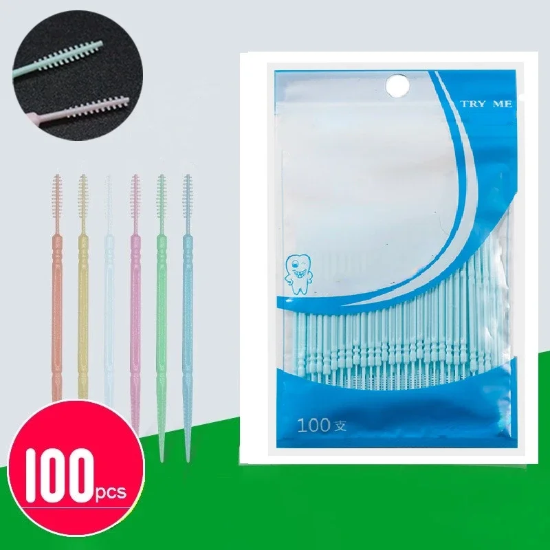 Dental Floss Picks - 100 Uds cepillo Dental de doble