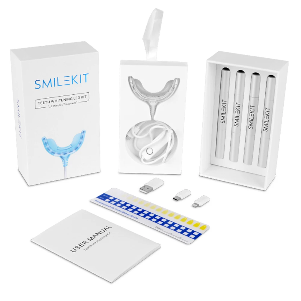 Teeth Whitening Bleaching Kit - Kit de blanqueamiento dental con luz
