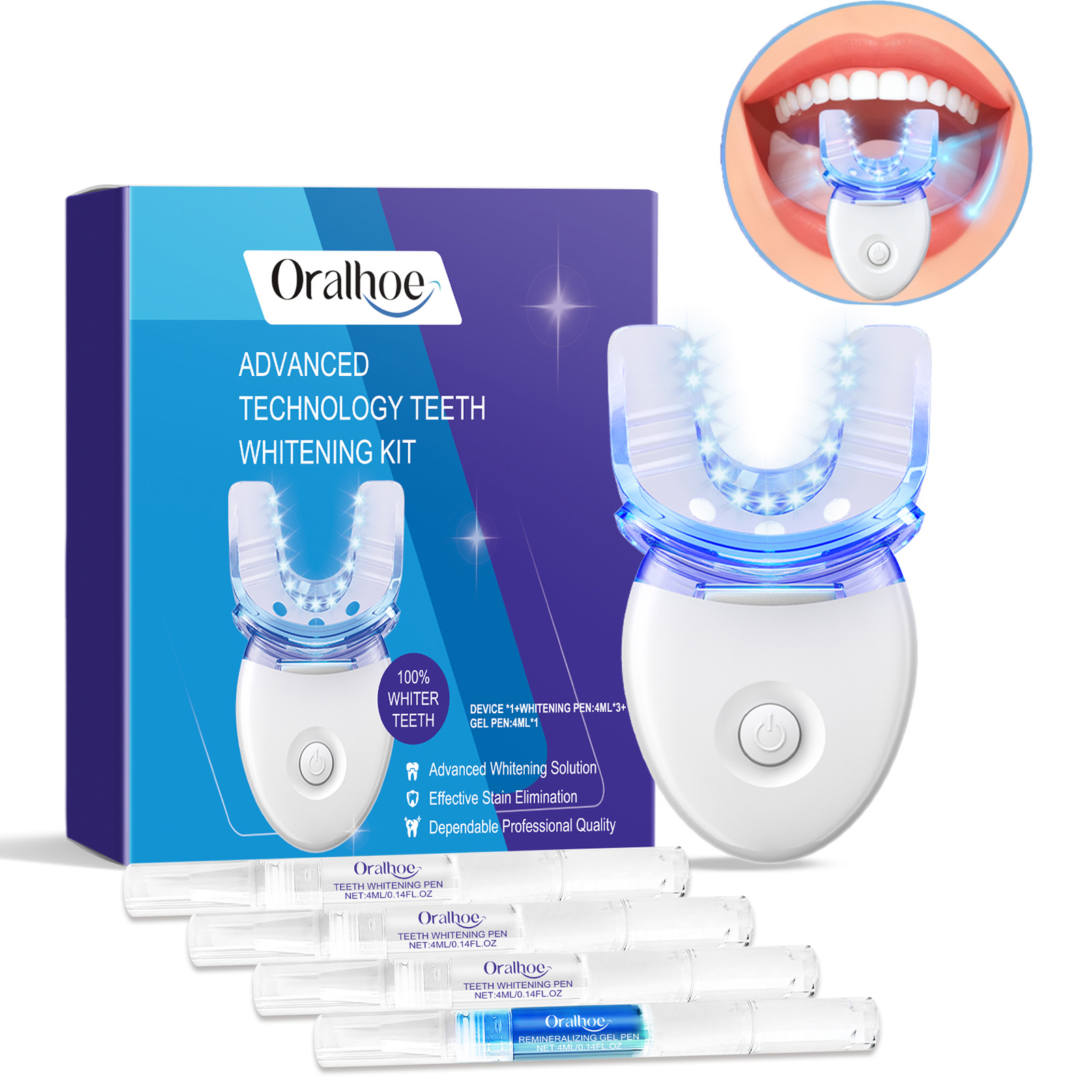 Teeth Whitening Bleaching Kit - Kit de luz LED para blanqueamiento