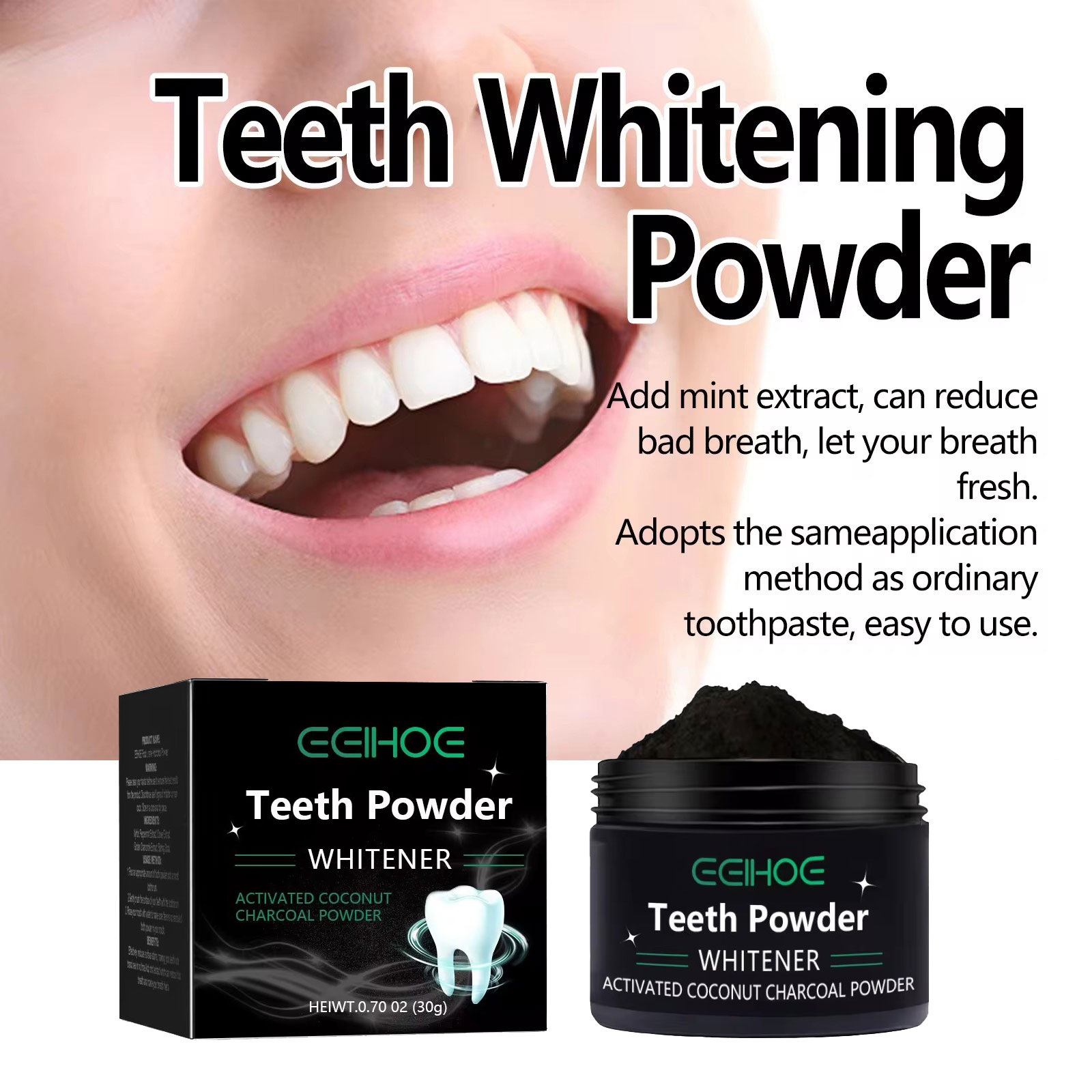 EELHOE-polvo de carbón para pr - Teeth Whitening Charcoal Powder reseña y precio